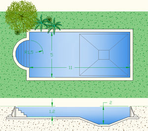 Pacco piscina interrata 11x5   pareti prefabbricate filtro a zeolite