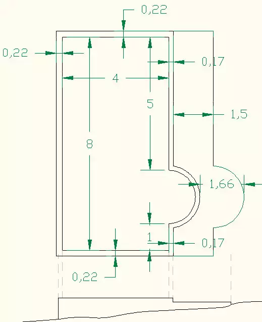 Disegno piantina e proiezione piscina in parte seminterrata