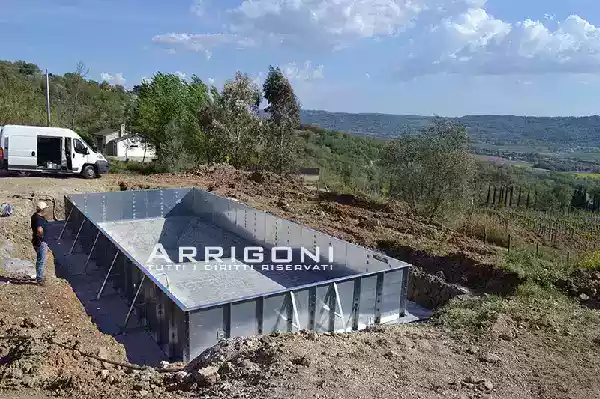 Pareti piscina prefabbricate in acciaio zincato